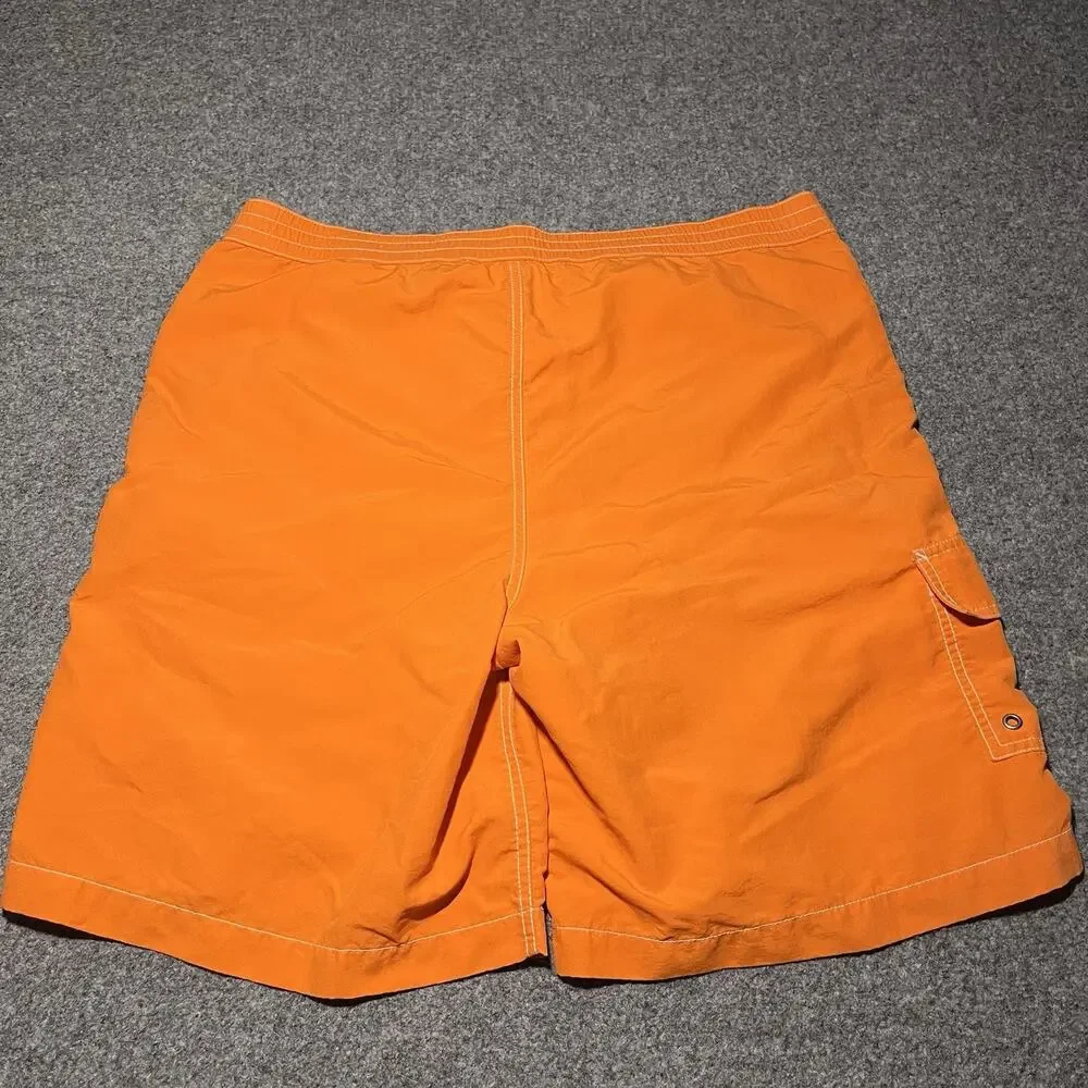 Vintage Polo Ralph Lauren Swim Shorts Mens Large Orange Lined Trunks Pony Logo